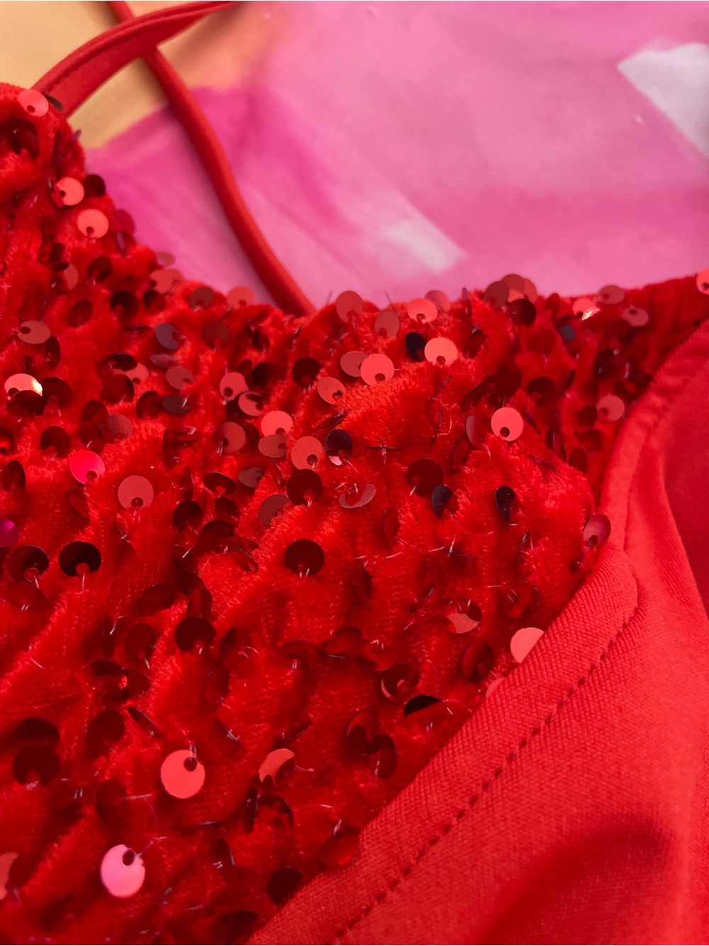 SHEIN Red Sequin Asymmetrical Dress